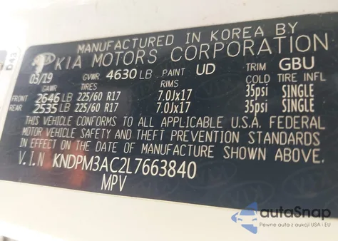 2020 Kia Sportage Lx from USA, damaged, VIN KNDPM3AC2L7663840